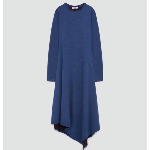 zara asymmetrical blue dress Ringing-N Asymmetrical Ruched Slit Women Dress – Zara-Craft main image 0